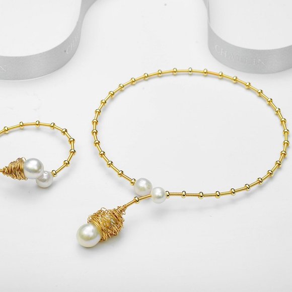 Jewelry - Baroque Torque Natural Freshwater White Pearl